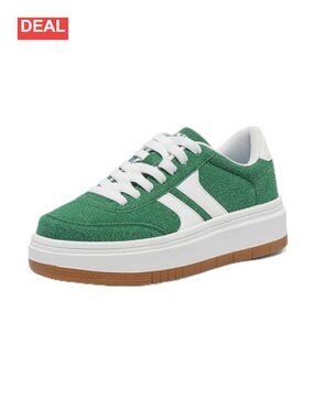Platform Lace-Up Fashion Sneakers Suede Casual Comfort Shoes